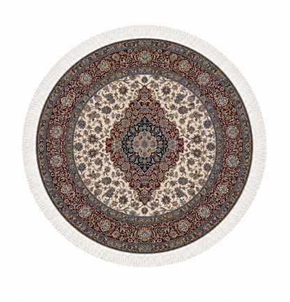 Royal Isfahan Medallion Round Silk Carpet 100cm Diameter