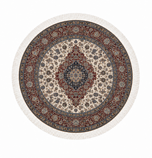 Royal Isfahan Medallion Round Silk Carpet 100cm Diameter