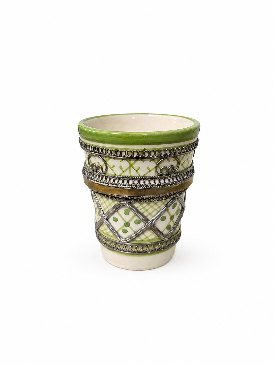Handcrafted Marrakesh Tea Glass with Silver Filligree (Ds04)