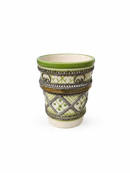 Handcrafted Marrakesh Tea Glass with Silver Filligree (Ds04)