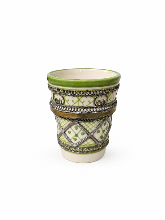 Handcrafted Marrakesh Tea Glass with Silver Filligree (Ds04)
