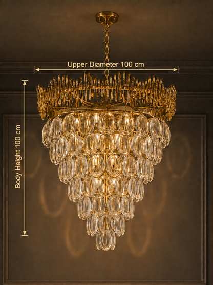 Golden Cascade Oval Crystal Chandelier