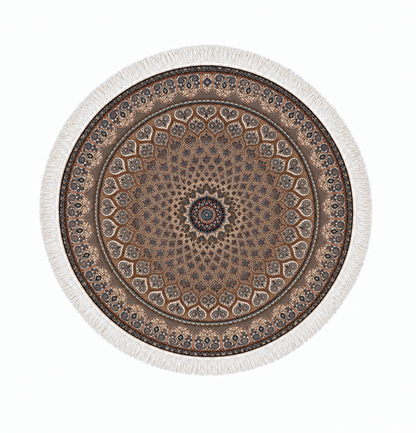 Persian Imperial Sunburst Round Silk Carpet 100cm Diameter