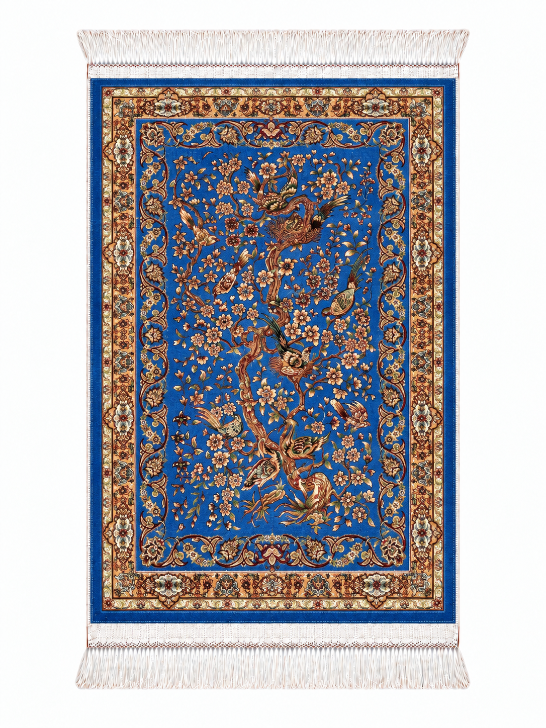 Persian Enchanted Aviary Silk Carpet 60x90cm