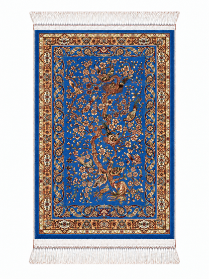 Persian Enchanted Aviary Silk Carpet 60x90cm
