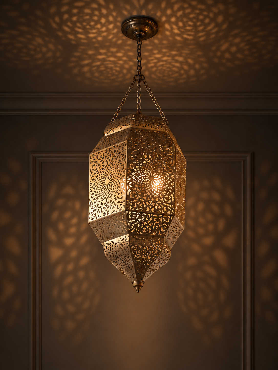 Ottoman Mandala Laser-Cut Turkish Brass Chandelier