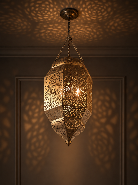 Ottoman Mandala Laser-Cut Turkish Brass Chandelier