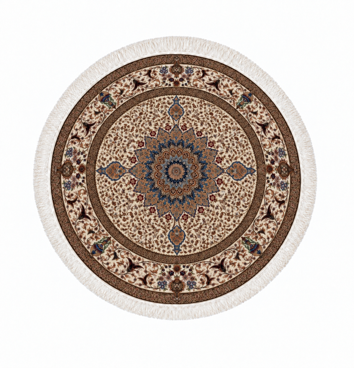 Imperial  Medallion Round Silk Carpet 100cm Diameter