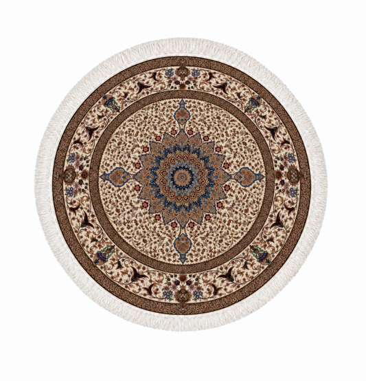 Imperial  Medallion Round Silk Carpet 100cm Diameter