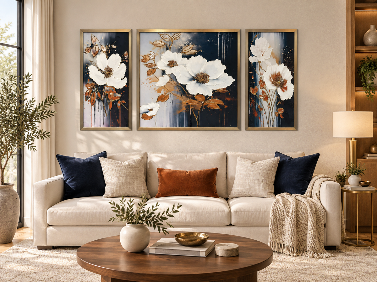 Golden Bloom Harmony 3-in-1 Wall Art Frame