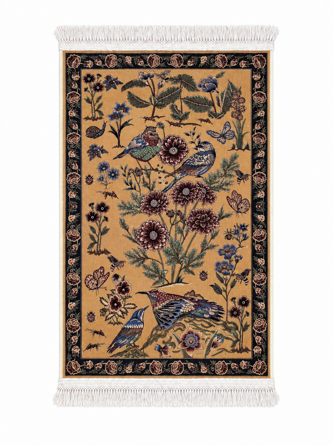 Qum Enchanted Garden Silk Carpet 60x90cm
