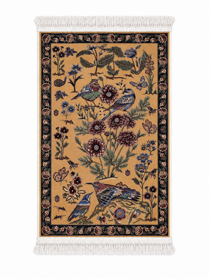 Qum Enchanted Garden Silk Carpet 60x90cm