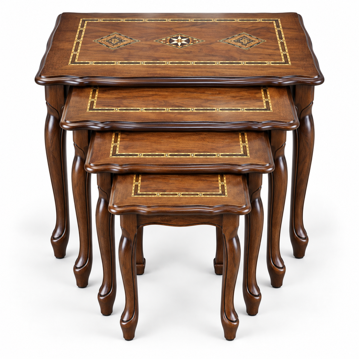 Anatolian Mosaic Beechwood Nesting Table Set 4in1
