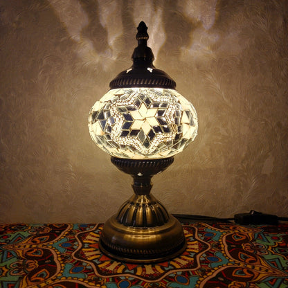 Turkish Mosaic Glass Handcrafted Table Lamp – Multicolor Star Pattern - 6602-1T