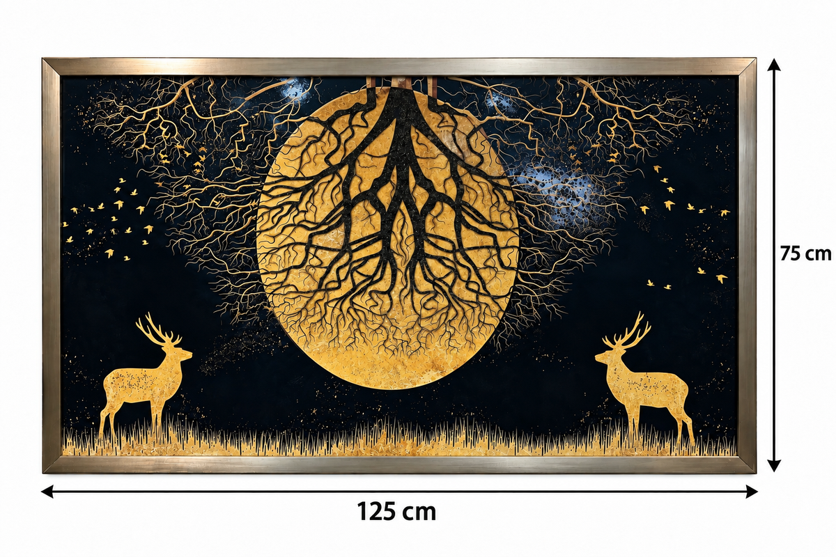 Golden Tree of Harmony Decorative Frame (75x125cm)