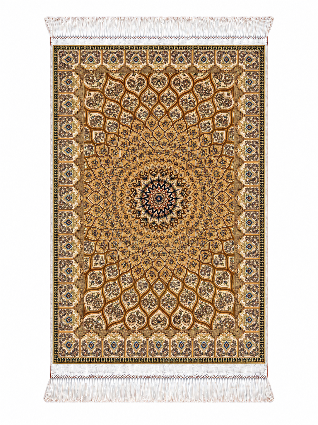 Qum Emerald Silk Medallion Carpet 60x90cm