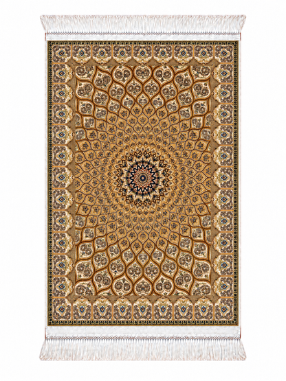 Qum Emerald Silk Medallion Carpet 60x90cm