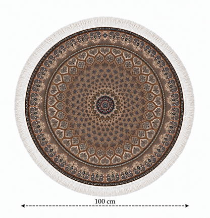 Persian Imperial Sunburst Round Silk Carpet 100cm Diameter