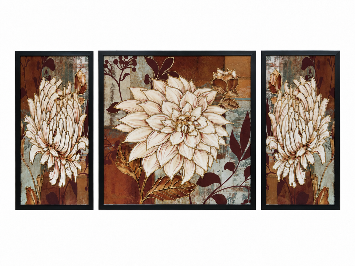 Golden Dahlia Bloom 3-in-1  Wall Art Frame