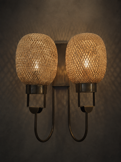 Anatolian Rattan Duo Wall Light