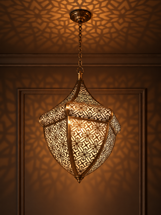 Anatolian Star Laser-Cut Turkish Brass Chandelier