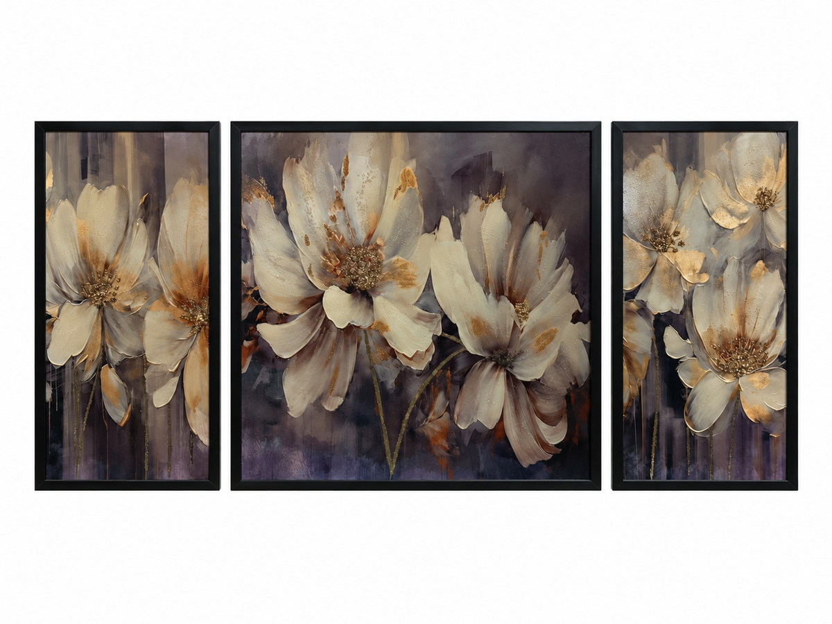 Handcrafted Golden Blossom 3-in-1 Wall Art Frame