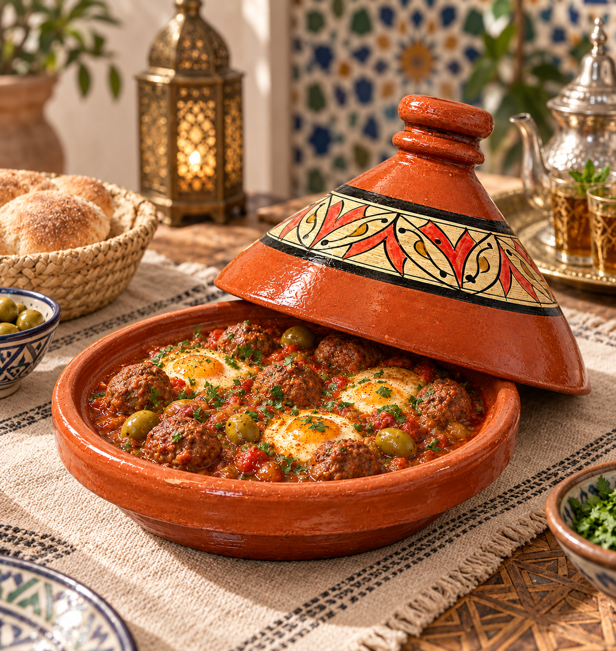 Hand-Painted Moroccan Clay Tajine (Ds03)