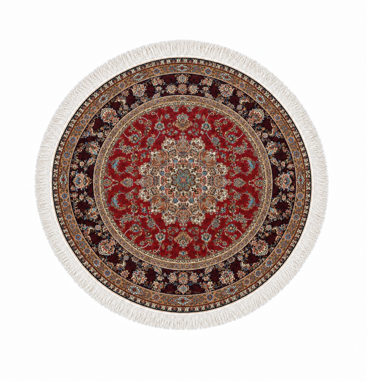 Royal Tabriz Medallion Silk Carpet Round 100cm Diameter