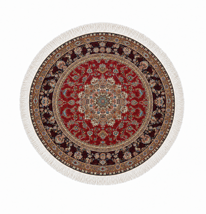 Royal Tabriz Medallion Silk Carpet Round 100cm Diameter