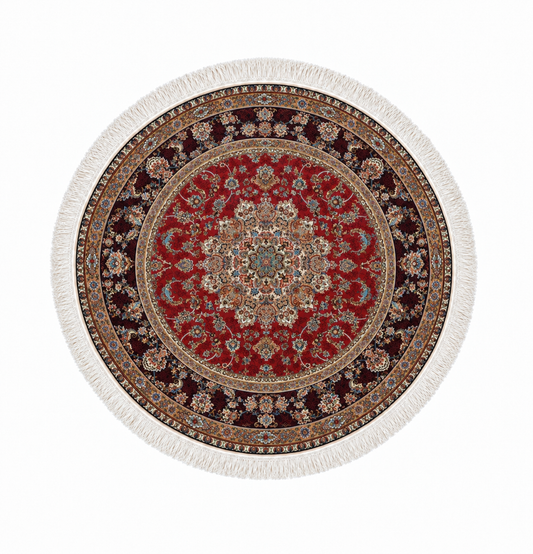 Royal Tabriz Medallion Silk Carpet Round 100cm Diameter