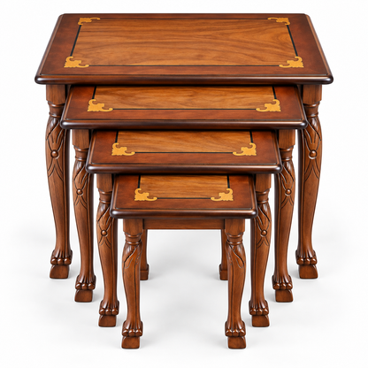 Ottoman Heritage Hand-Carved Beechwood Coffee Table Set 4in1