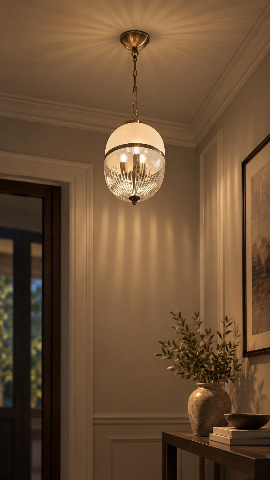Turkish Crystal Glow Pyrex Glass Ceiling Light