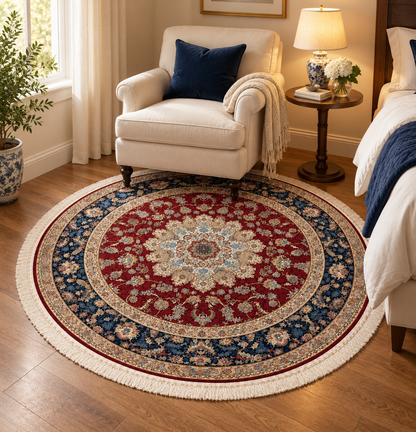 Royal Tabriz Medallion Silk Carpet Round 200cm Diameter