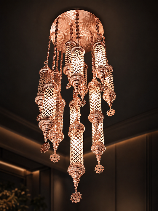 Cappadocia Rose Gold Cascade Chandelier