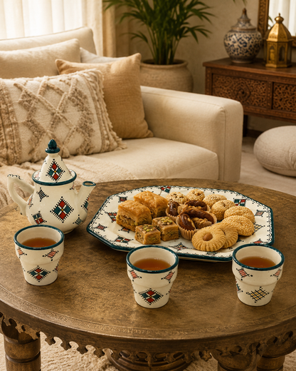 Fez Berber Tea Set Crosshatch Design