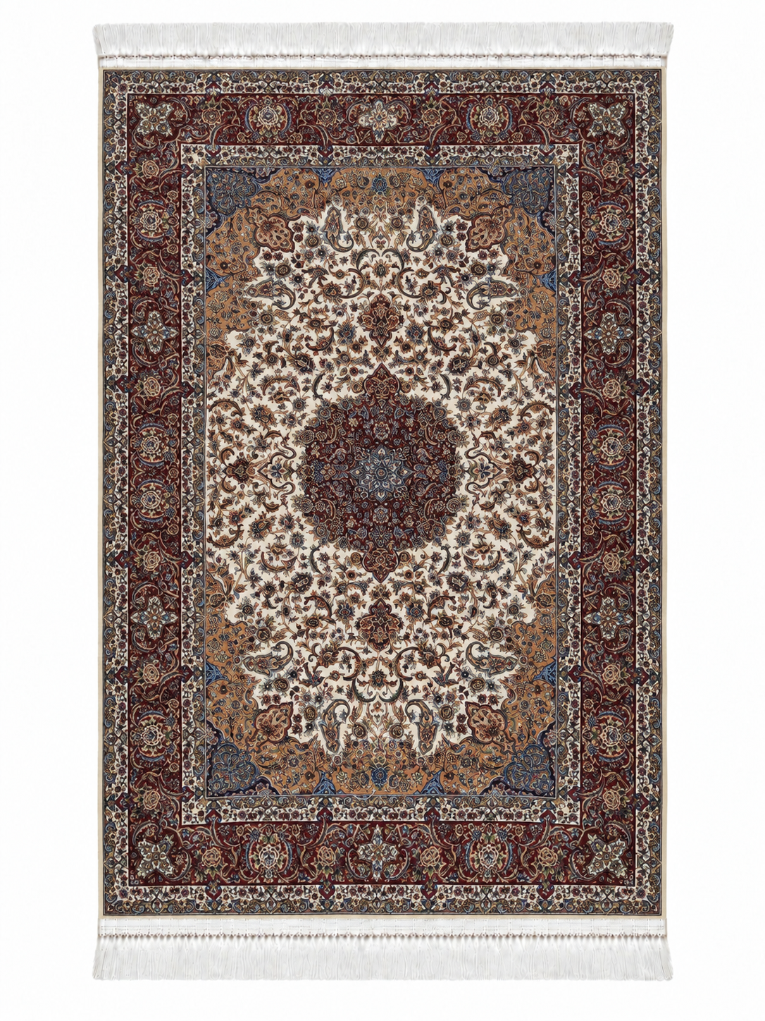 Royal Maroon Medallion Silk Carpet 100x150cm