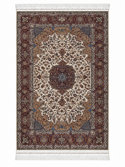 Royal Maroon Medallion Silk Carpet 100x150cm