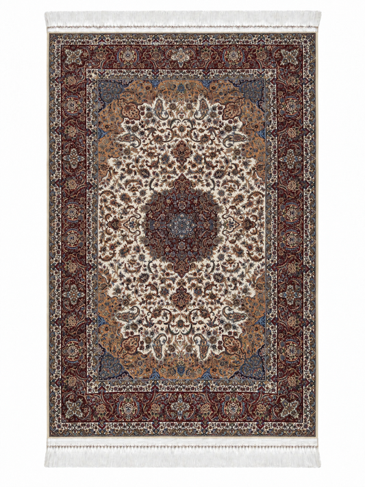 Royal Maroon Medallion Silk Carpet 100x150cm