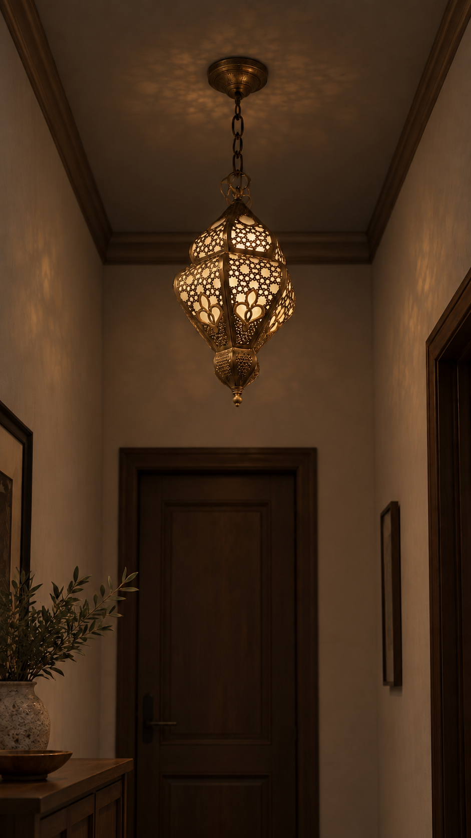 Ottoman Tulip Handcrafted Turkish Brass Ceiling Light