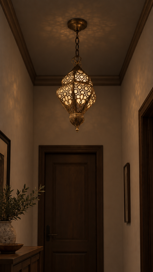 Ottoman Tulip Handcrafted Turkish Brass Ceiling Light