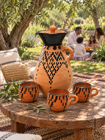 Hand-Painted Atlas Clay Moroccan Water Jar - M78