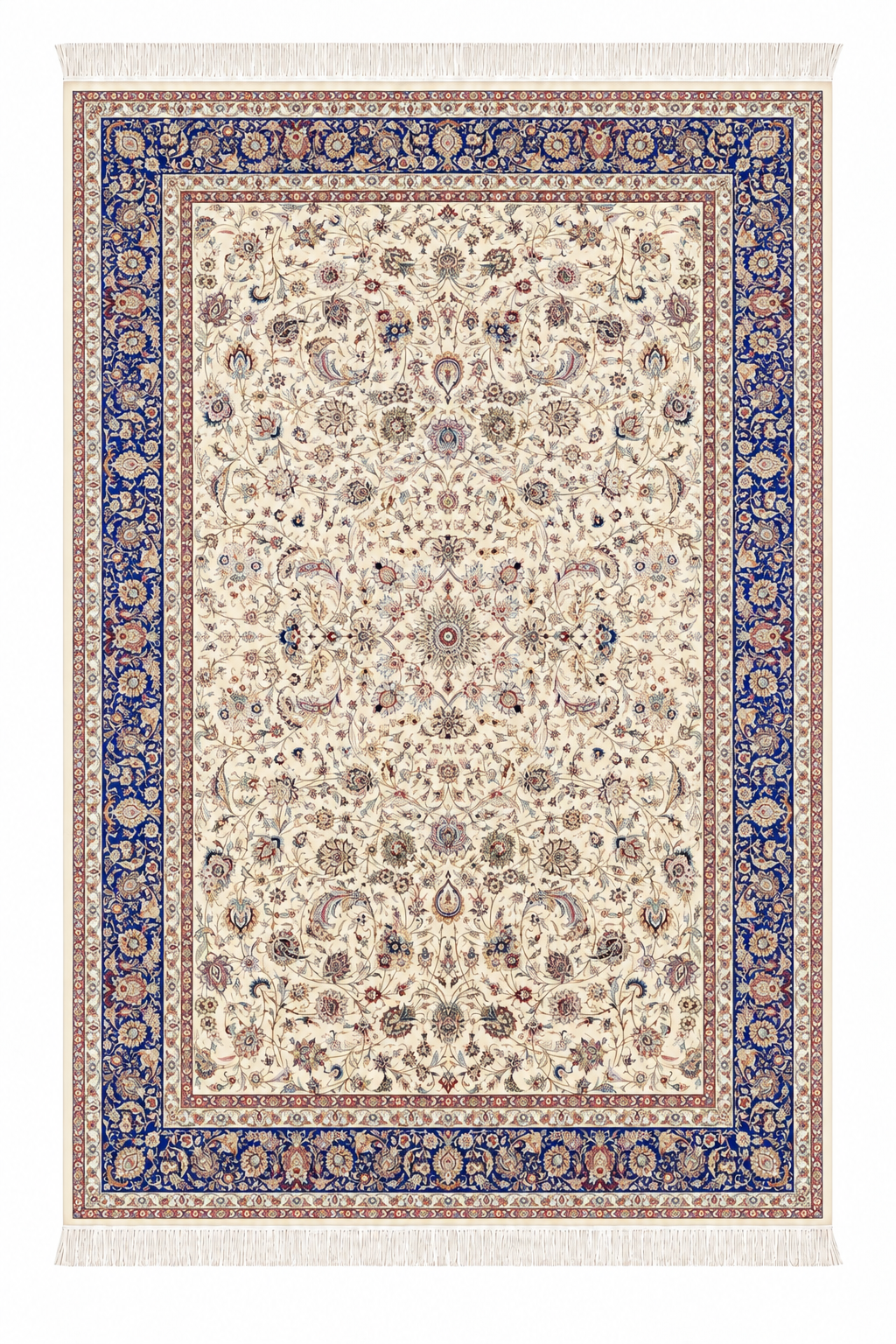Royal Ivory Garden Natural Persian Wool & Silk Carpet 200x300 cm