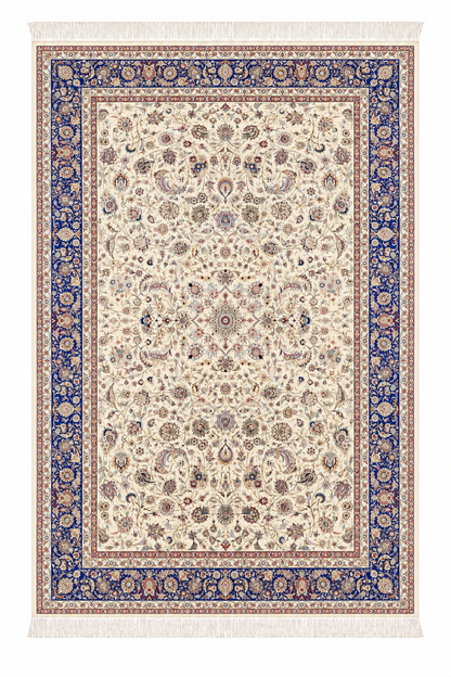 Royal Ivory Garden Natural Persian Wool & Silk Carpet 200x300 cm
