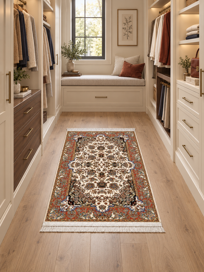 Terracotta Royal Garden Silk Carpet 100x150cm