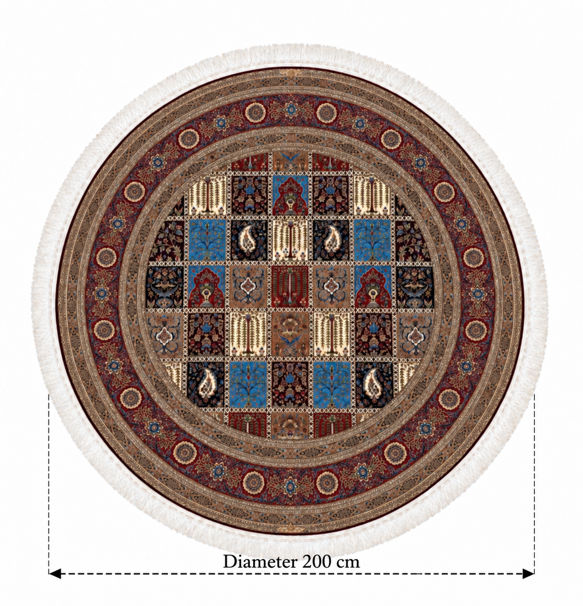 Royal Garden  Persian Silk Carpet 200cm Diameter