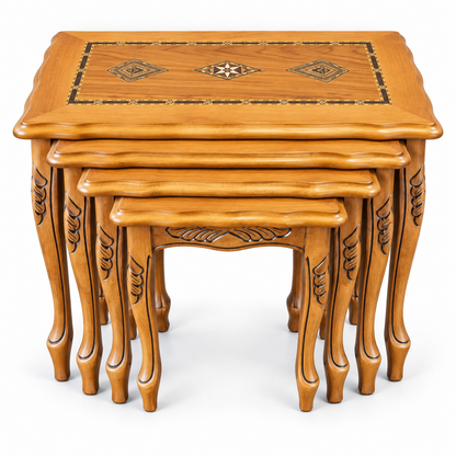 Anatolian Heritage Hand-Carved Beechwood Nesting Table Set 4in1