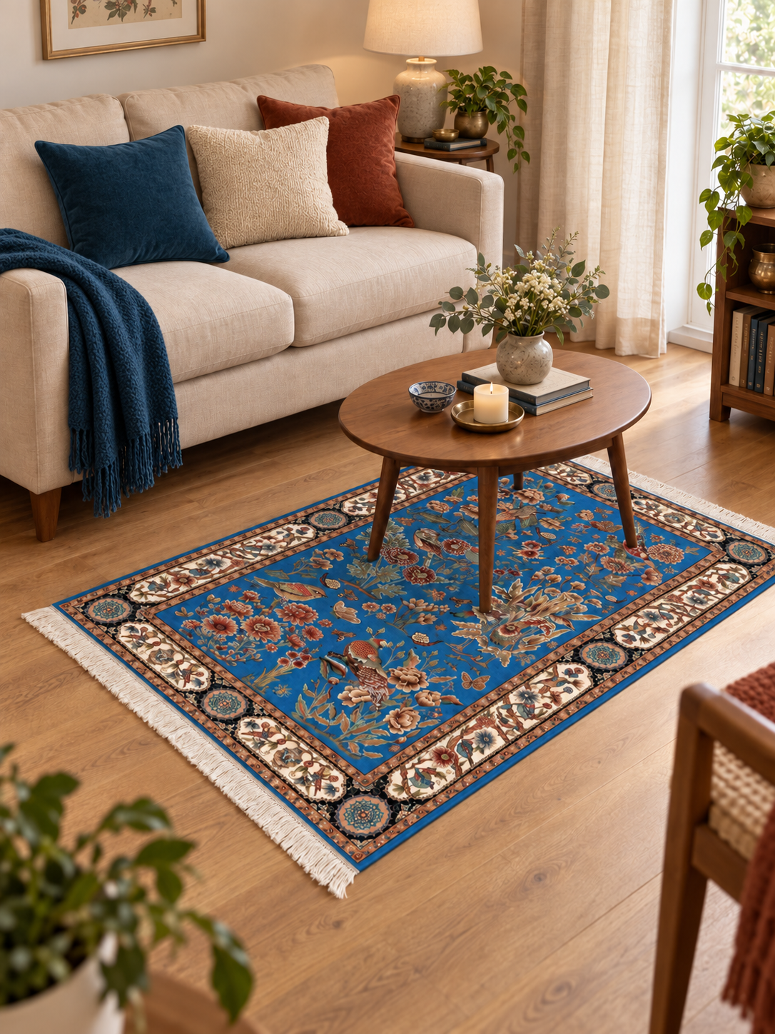 Azure Garden Persian Silk  Carpet 100x150 cm