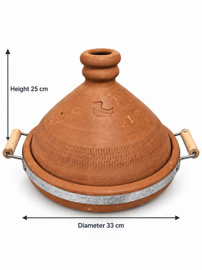 Traditional Moroccan Clay Cooking Tajine with Handle (Ds03)