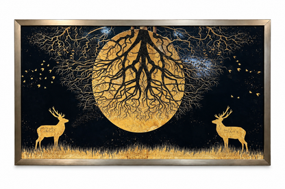 Golden Tree of Harmony Decorative Frame (75x125cm)
