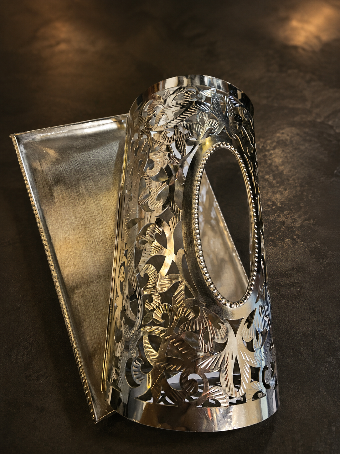 Moroccan Silver Arabesque Tissue Holder M107